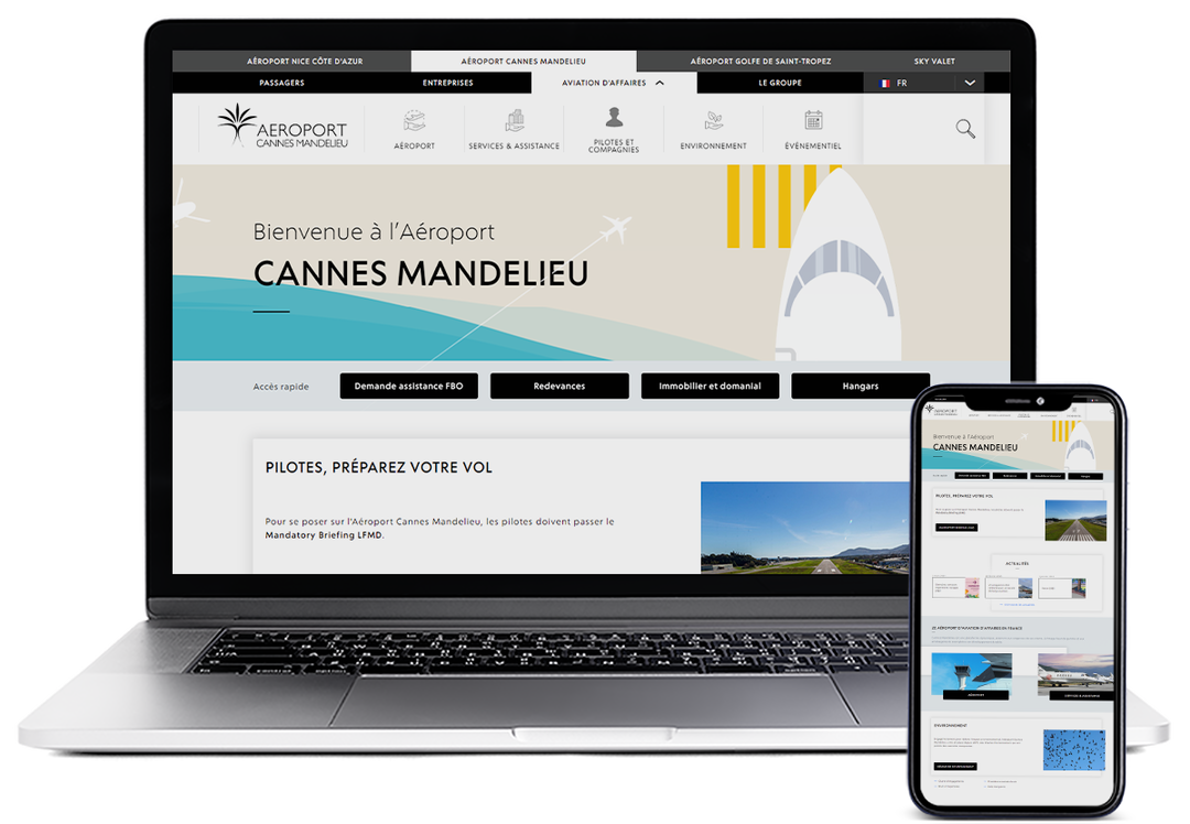 Site web aéroport Cannes Mandelieu
